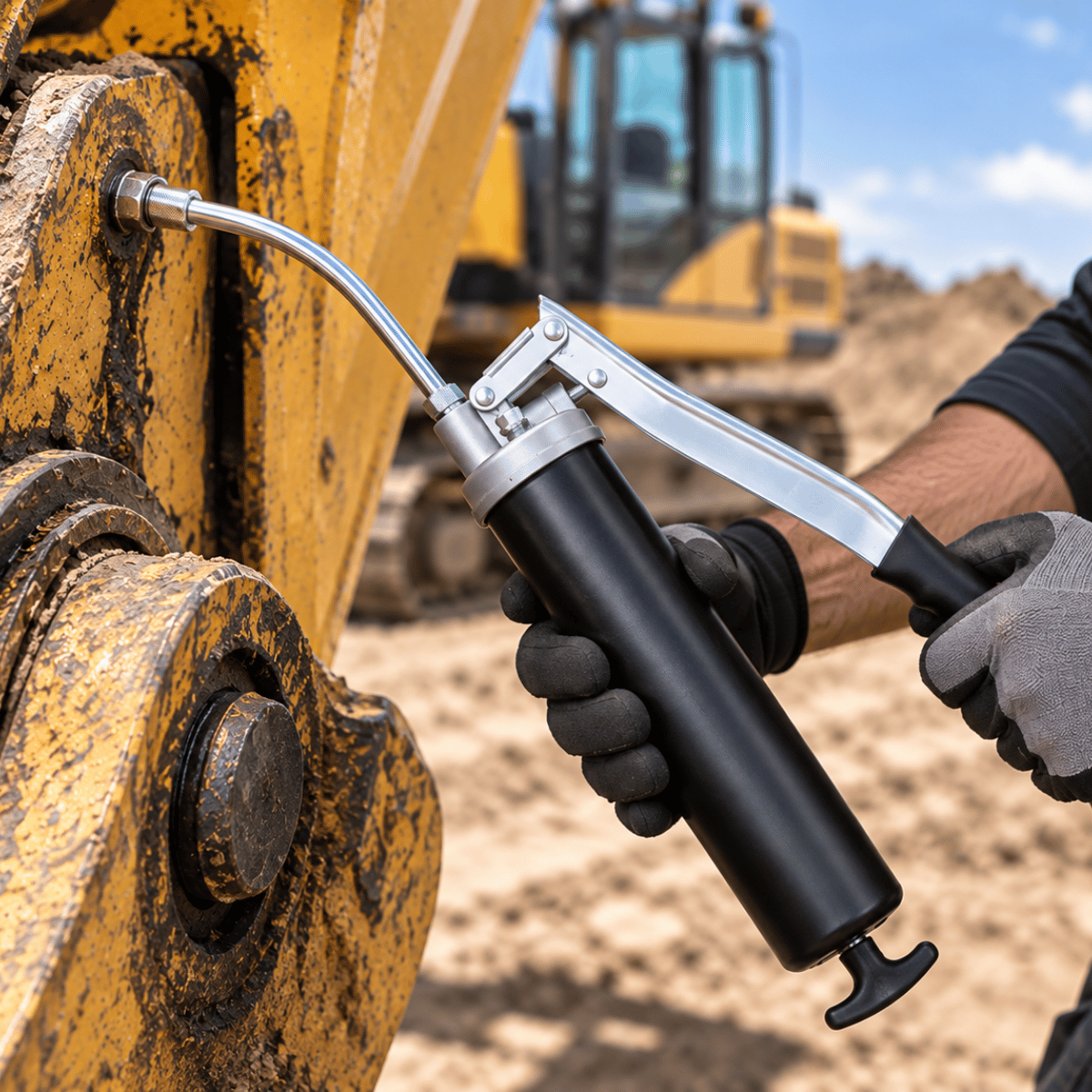grease gun action shot